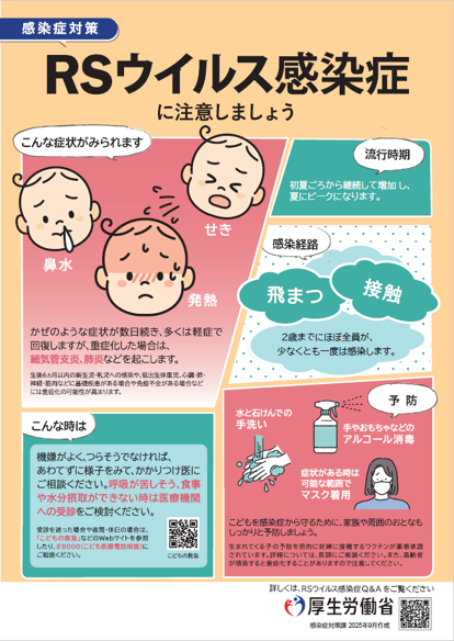 厚生労働省のRSウイルス感染症・予防接種関連ページで公開されている図版の一つ。呼吸器感染症と予防接種の周知用ビジュアルとして用いられる。