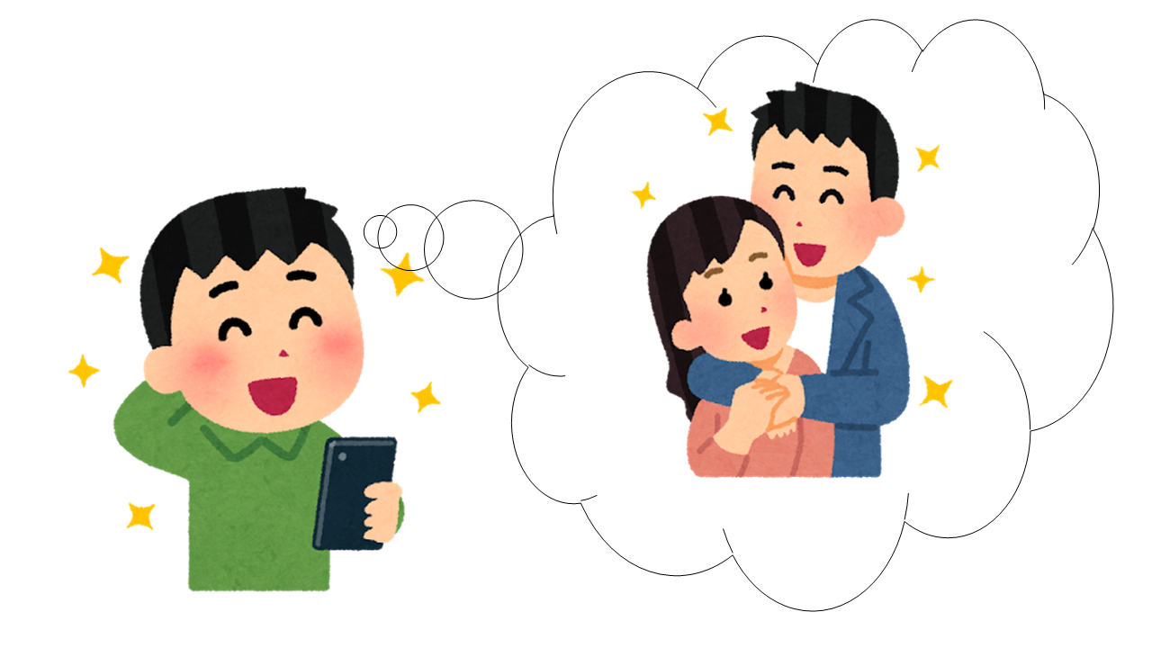 広島県警察SNS型詐欺対策ページの手口説明用イラスト。インターネット上の投稿や広告への注意喚起を含む。